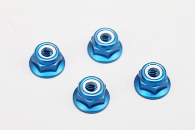 ZC-N4AFB Ecrous de roues nylstop 4mm bleu (4pcs)