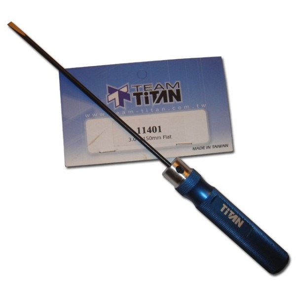 11401 Tournevis plat 3x150mm sur manche bleu Titan
