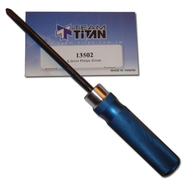13502 Tournevis cruciforme 6x125mm sur manche bleu Titan